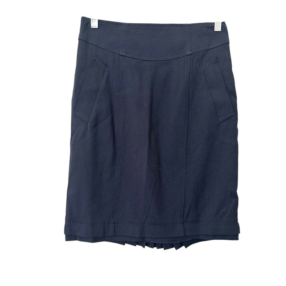 NANETTE‎ LEPORE Pleated Wool Pencil Skirt Navy Sz 8